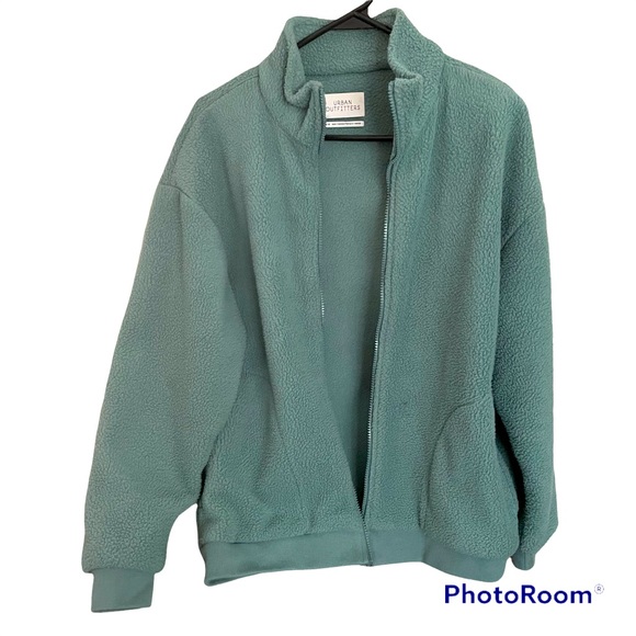 Urban Outfitters Fleece Sherpa Jacket Teal - Picture 1 of 6